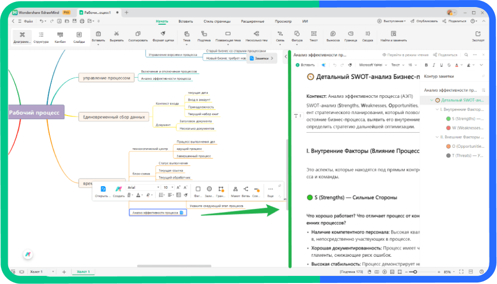 ментальная карта и заметки