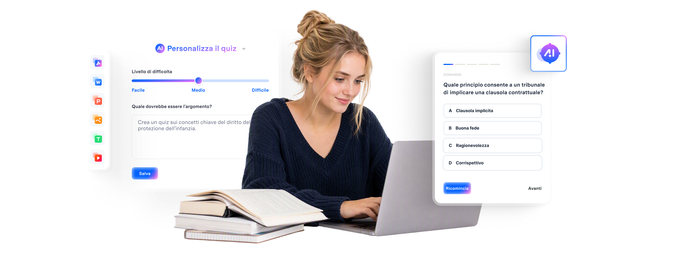 Generatore di quiz IA da PDF e non solo
